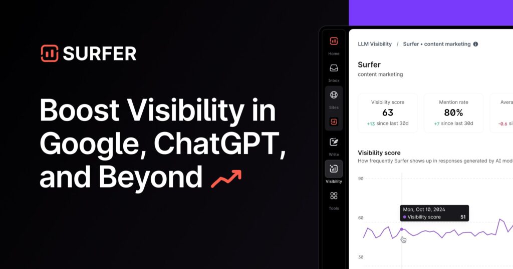 Surfer SEO content editor dashboard showing real-time optimization score and keyword suggestions for blog posts